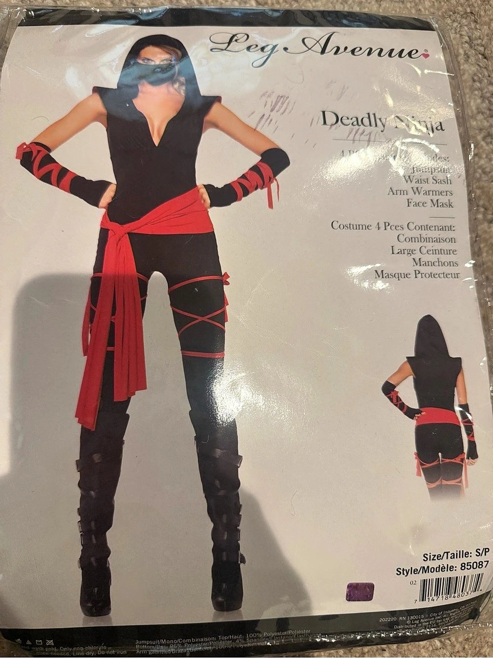 Leg Avenue Deadly Ninja Costume Black & Red Size S/P